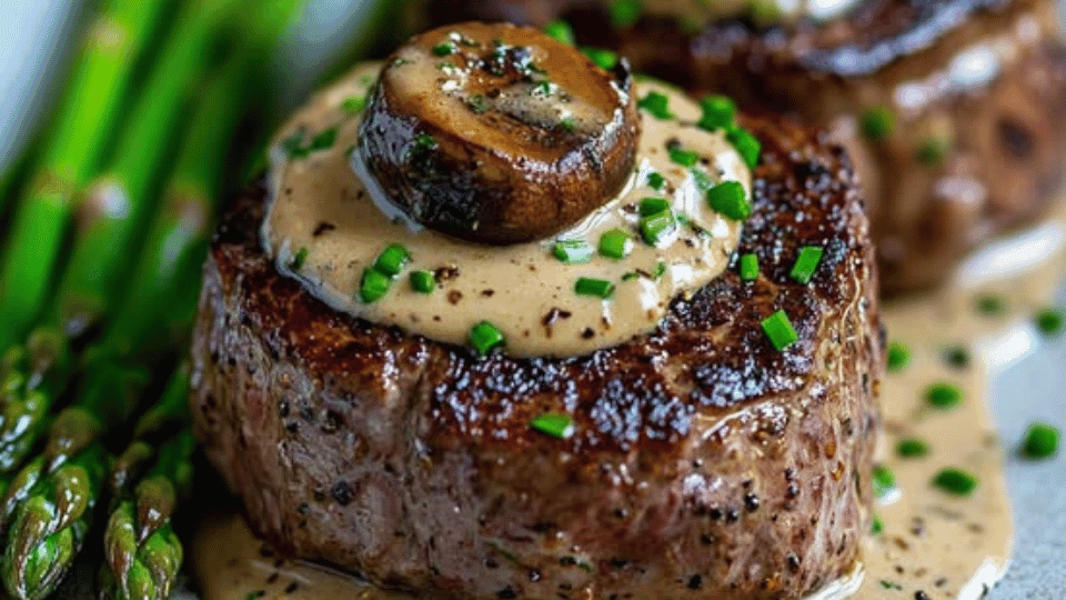 Filet Mignon with Creamy Peppercorn Sauce