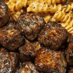Garlic Butter Steak Bites & Spicy Cajun Alfredo Twisted Pasta