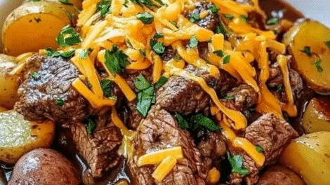 Crockpot Loaded Steak & Potato Bake