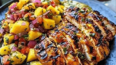 Lemon Ginger Chicken with Pineapple Mango Salsa