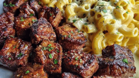 Velveeta Beef Rigatoni Pasta with Cheesy Cream Sauce