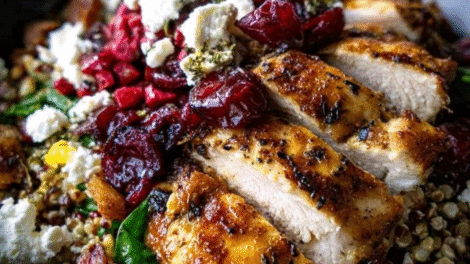 Chicken Cranberry Feta Grain Bowls