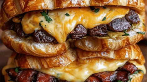 Giant Croissant Steak & Cheese Sandwich