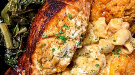 Loaded Herb Grilled Chicken with Creamy Pesto Pasta & Roasted Potatoes